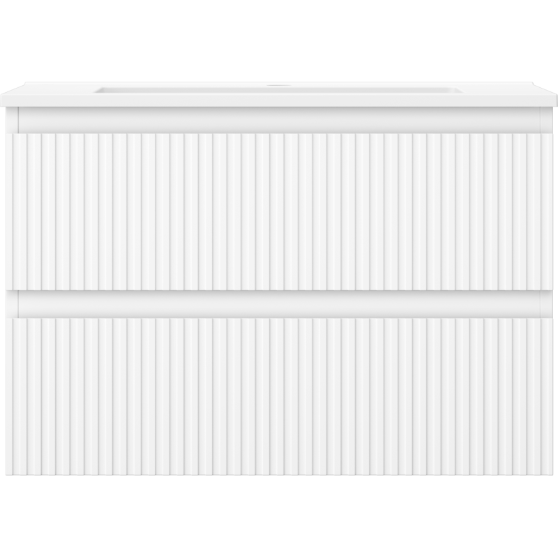 Mexen Rivel bathroom cabinet 70 cm with Otis sink, 2 drawers, grooved, white matt - 91A20-07047-2-BFF01-W18M01