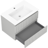 Mexen Rivel 70 cm bathroom cabinet with Otis sink, 2 drawers, grooved, gray matte/white matte - 91A20-07047-2-BFF62-W18M01