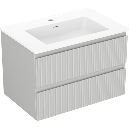 Mexen Rivel 70 cm bathroom cabinet with Otis sink, 2 drawers, grooved, gray matte/white matte - 91A20-07047-2-BFF62-W18M01