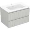 Mexen Rivel 70 cm bathroom cabinet with Otis sink, 2 drawers, grooved, gray matte/white matte - 91A20-07047-2-BFF62-W18M01