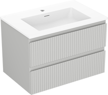 Mexen Rivel bathroom cabinet 70 cm with Otis sink, 2 drawers, fluted, gray matte/white matte - 91A20-07047-2-BFF62-W18M01