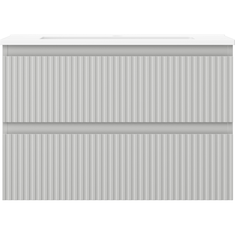 Mexen Rivel 70 cm Bathroom Cabinet with Otis Basin, 2 Drawers, Grooved, Grey Matte/White Matte - 91A20-07047-2-BFF62-W18M01