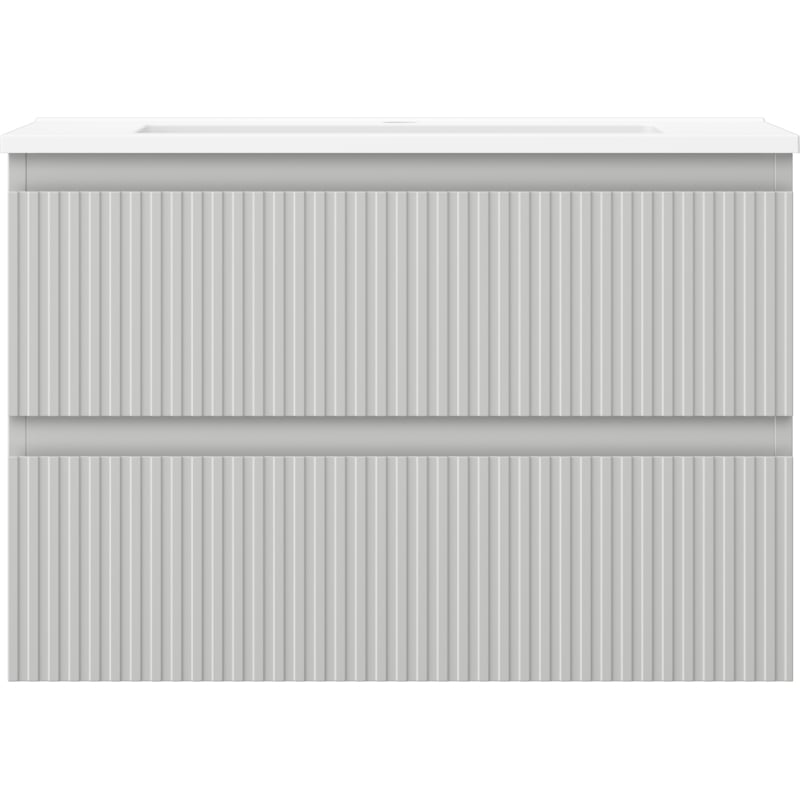 Mexen Rivel 70 cm bathroom cabinet with Otis sink, 2 drawers, grooved, gray matte/white matte - 91A20-07047-2-BFF62-W18M01