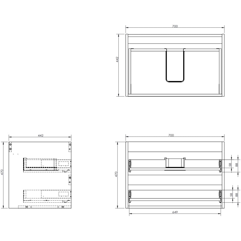 Mexen Rivel 70 cm bathroom cabinet with Otis sink, 2 drawers, grooved, gray matte/white matte - 91A20-07047-2-BFF62-W18M01
