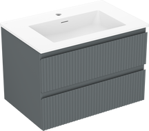 Mexen Rivel bathroom cabinet 70 cm with sink Otis, 2 drawers, fluted, graphite matte/white matte - 91A20-07047-2-BFF66-W18M0