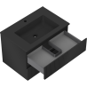 Mexen Rivel bathroom cabinet 70 cm with Otis washbasin, 2 drawers, grooved, matte black - 91A20-07047-2-BFF71-W18M71