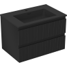 Mexen Rivel 70 cm Bathroom Cabinet with Otis Sink, 2 Drawers, Grooved, Black Matte - 91A20-07047-2-BFF71-W18M71