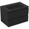 Mexen Rivel bathroom cabinet 70 cm with Otis washbasin, 2 drawers, grooved, matte black - 91A20-07047-2-BFF71-W18M71