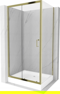 Mexen Apia extendable shower cubicle 100 x 80 cm, Transparent, Gold + shower tray Rio - 840-100-080-50-00-4510