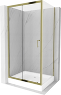 Mexen Apia sliding shower cabin 100 x 80 cm, transparent, gold + Rio shower tray - 840-100-080-50-00-4510