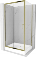 Mexen Apia extendable shower cubicle 120 x 80 cm, Transparent, Gold + shower tray Rio - 840-120-080-50-00-4510