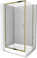 Mexen Apia sliding shower cabin 120 x 80 cm, transparent, gold + Rio shower tray - 840-120-080-50-00-4510