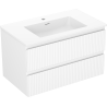 Mexen Rivel bathroom cabinet 80 cm with Otis basin, 2 drawers, ribbed, white matte - 91A20-08047-2-BFF01-W18M01