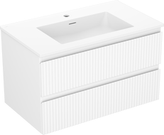 Mexen Rivel bathroom cabinet 80 cm with Otis basin, 2 drawers, ribbed, white matte - 91A20-08047-2-BFF01-W18M01