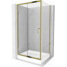Mexen Apia sliding shower enclosure 120 x 90 cm, transparent, gold + Rio shower tray - 840-120-090-50-00-4510