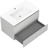 Mexen Rivel bathroom cabinet 80 cm with Otis sink, 2 drawers, fluted, gray matte/white matte - 91A20-08047-2-BFF62-W18M01