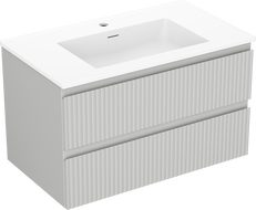 Mexen Rivel bathroom cabinet 80 cm with Otis sink, 2 drawers, grooved, gray matte/white matte - 91A20-08047-2-BFF62-W18M01