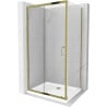 Mexen Apia sliding shower cabin 90 x 80 cm, transparent, gold + Flat tray, white- 840-090-080-50-00-4010G