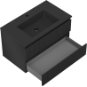 Mexen Rivel bathroom cabinet 80 cm with Otis sink, 2 drawers, grooved, black matte - 91A20-08047-2-BFF71-W18M71