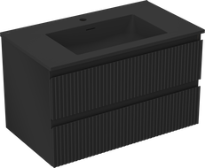 Mexen Rivel bathroom cabinet 80 cm with Otis sink, 2 drawers, grooved, black matte - 91A20-08047-2-BFF71-W18M71