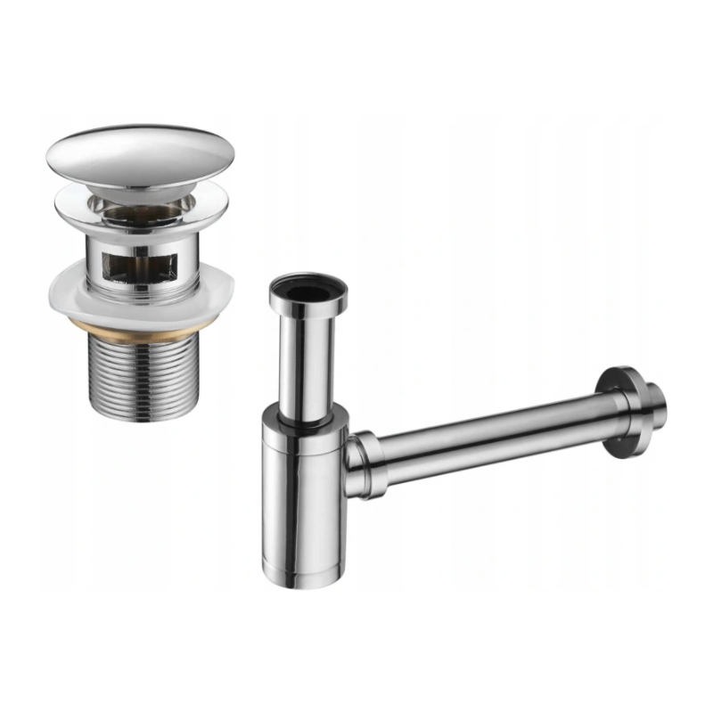 Mexen round washbasin half-siphon with click-clack plug, with overflow, chrome - 7992050-00
