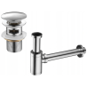 Mexen round washbasin siphon with a click-clack plug and overflow, Chrome - 7992050-00