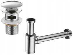 Mexen round washbasin siphon with a click-clack plug and overflow, Chrome - 7992050-00