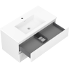 Mexen Rivel bathroom cabinet 90 cm with Otis washbasin, 2 drawers, fluted, white matte - 91A20-09047-2-BFF01-W18M01