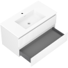 Mexen Rivel bathroom cabinet 90 cm with Otis washbasin, 2 drawers, fluted, white matte - 91A20-09047-2-BFF01-W18M01