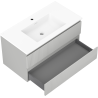 Mexen Rivel 90 cm bathroom cabinet with Otis sink, 2 drawers, grooved, gray matte/white matte - 91A20-09047-2-BFF62-W18M01