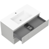 Mexen Rivel 90 cm bathroom cabinet with Otis sink, 2 drawers, grooved, gray matte/white matte - 91A20-09047-2-BFF62-W18M01