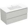 Mexen Rivel 90 cm bathroom cabinet with Otis sink, 2 drawers, grooved, gray matte/white matte - 91A20-09047-2-BFF62-W18M01