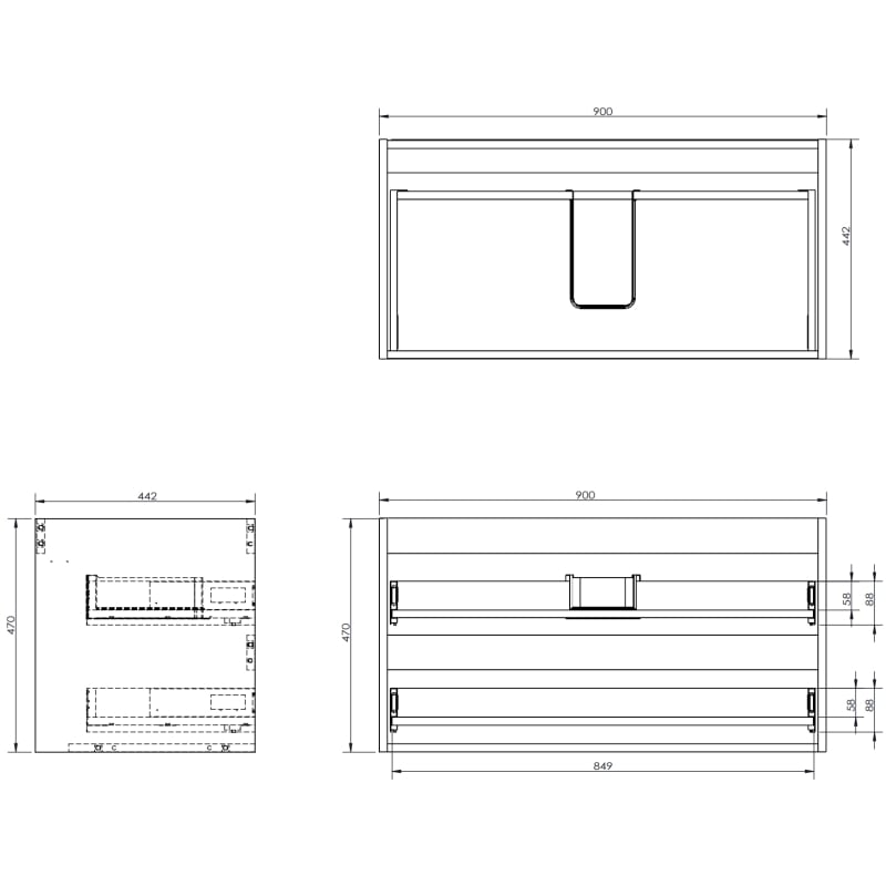 Mexen Rivel 90 cm bathroom cabinet with Otis sink, 2 drawers, grooved, gray matte/white matte - 91A20-09047-2-BFF62-W18M01