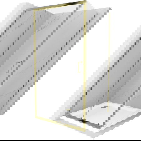 Mexen Apia extendable shower cubicle 100 x 100 cm, Transparent, Gold + shower tray Flat, White- 840-100-100-50-00-4010G