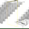 Mexen Apia extendable shower cubicle 100 x 100 cm, Transparent, Gold + shower tray Flat, White- 840-100-100-50-00-4010G