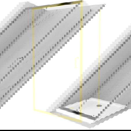 Mexen Apia extendable shower cubicle 110 x 80 cm, Transparent, Gold + shower tray Flat, White- 840-110-080-50-00-4010G