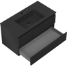 Mexen Rivel 90 cm Bathroom Cabinet with Basin Otis, 2 Drawers, Fluted, Matte Black - 91A20-09047-2-BFF71-W18M71