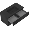 Mexen Rivel bathroom cabinet 90 cm with Otis washbasin, 2 drawers, grooved, black matte - 91A20-09047-2-BFF71-W18M71