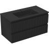 Mexen Rivel 90 cm Bathroom Cabinet with Basin Otis, 2 Drawers, Fluted, Matte Black - 91A20-09047-2-BFF71-W18M71