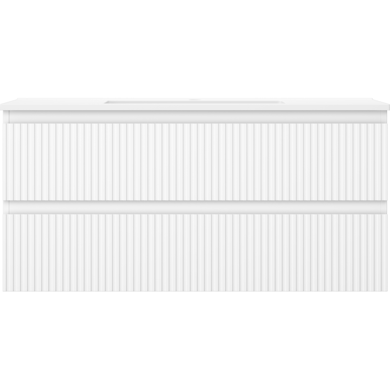 Mexen Rivel bathroom cabinet 100 cm with Otis washbasin, 2 drawers, grooved, white matt - 91A20-10047-2-BFF01-W18M01