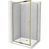 Mexen Apia sliding shower cabin 120 x 90 cm, transparent, gold + Flat tray, white - 840-120-090-50-00-4010G