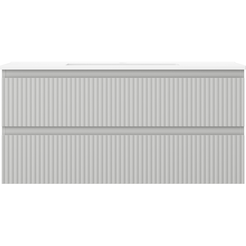 Mexen Rivel bathroom cabinet 100 cm with sink Otis, 2 drawers, fluted, gray matte/white matte - 91A20-10047-2-BFF62-W18M01