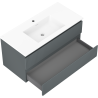 Mexen Rivel 100 cm bathroom cabinet with sink Otis, 2 drawers, grooved, matte graphite/white - 91A20-10047-2-BFF66-W18M0