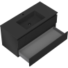 Mexen Rivel bathroom cabinet 100 cm with Otis sink, 2 drawers, fluted, black matte - 91A20-10047-2-BFF71-W18M71