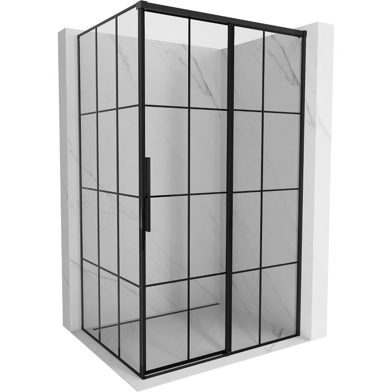 Mexen Rox sliding shower enclosure right 150 x 120 cm, black grid, black - 8C2-150-120-70-77-P