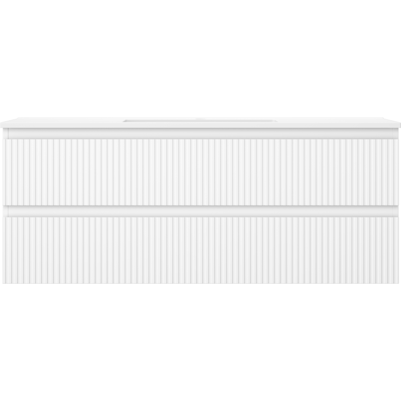 Mexen Rivel 120 cm Bathroom Cabinet with Otis Sink, 2 Drawers, Fluted, White Matte - 91A20-12047-2-BFF01-W18M01