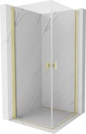 Mexen Mist-B Duo pivot shower enclosure 100 x 100 cm, transparent, brushed gold - 8A2-100-100-55-00