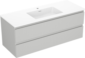 Mexen Rivel bathroom cabinet 120 cm with sink Otis, 2 drawers, fluted, gray matte/white matte - 91A20-12047-2-BFF62-W18M0