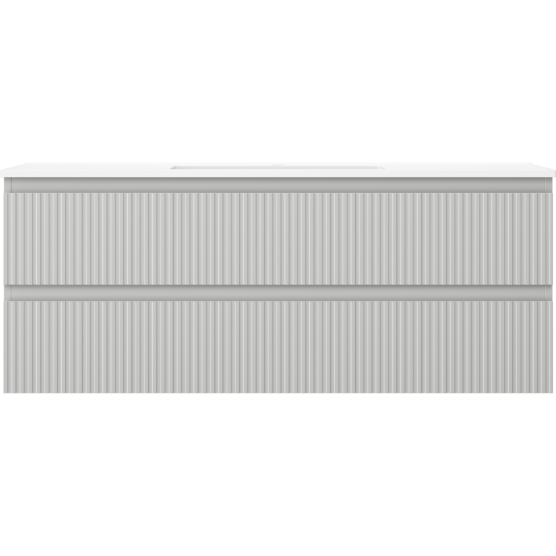 Mexen Rivel bathroom cabinet 120 cm with sink Otis, 2 drawers, fluted, gray matte/white matte - 91A20-12047-2-BFF62-W18M0