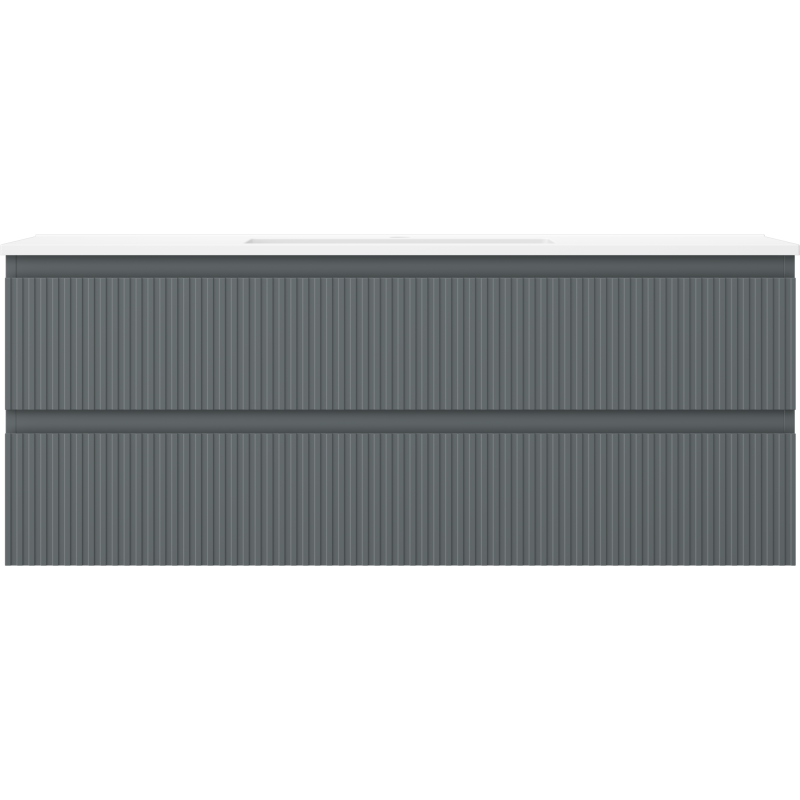 Mexen Rivel bathroom cabinet 120 cm with Otis sink, 2 drawers, fluted, matte graphite/white matte - 91A20-12047-2-BFF66-W18M